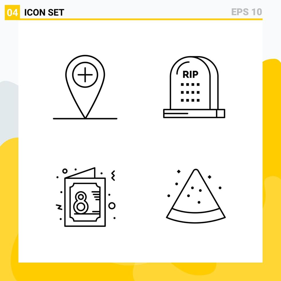 collezione di 4 universale linea icone icona impostato per ragnatela e mobile creativo nero icona vettore sfondo