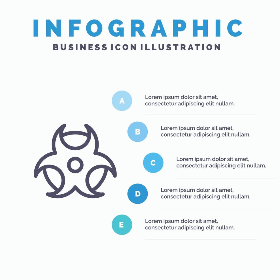 formazione scolastica fisica scienza linea icona con 5 passaggi presentazione infografica sfondo vettore