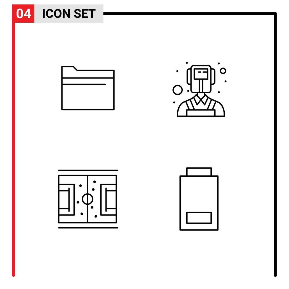 universale icona simboli gruppo di 4 moderno riga piena piatto colori di cartella terreno di gioco Conservazione saldatore incontro modificabile vettore design elementi