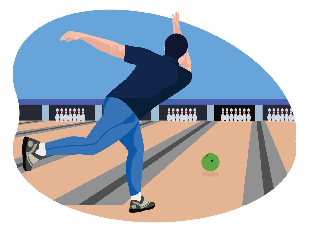 maschio giocatore di bowling gioco illustrazione. vettore