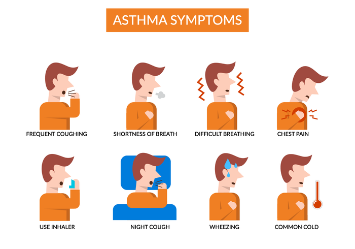 Vettore di Infograpic di sintomi di asma