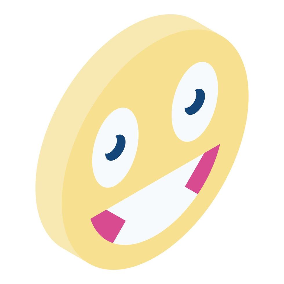 pazzo emoji icona, isometrico stile vettore