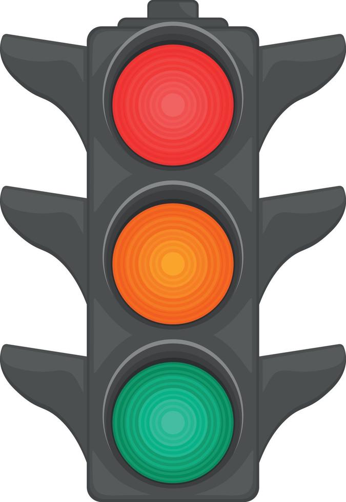 traffico luce. un illustrazione raffigurante un' traffico leggero con il giro rosso, giallo e verde lanterne. un' dispositivo per regolazione traffico. vettore illustrazione isolato su un' bianca sfondo