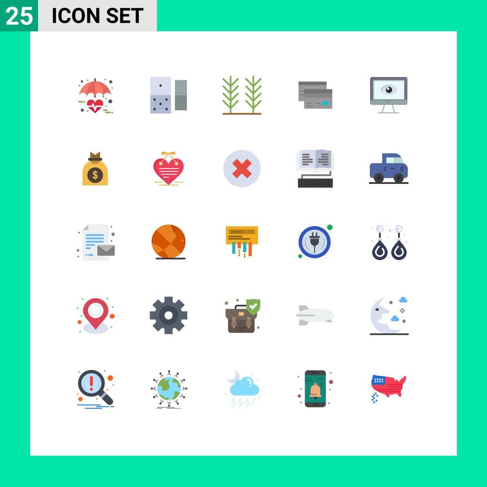 25 utente interfaccia piatto colore imballare di moderno segni e simboli di i soldi credito cereale carte bancario modificabile vettore design elementi