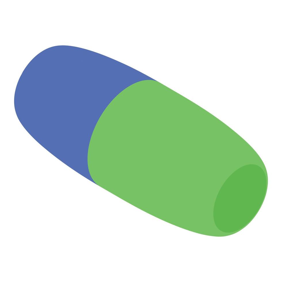 blu verde capsula icona, isometrico stile vettore