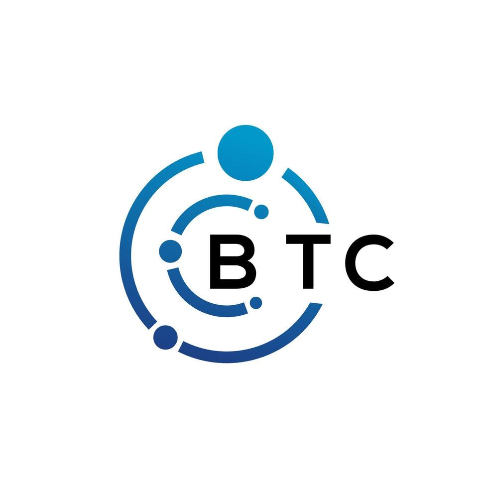 BTC lettera logo design su bianca sfondo. BTC creativo iniziali lettera logo concetto. BTC lettera design. vettore