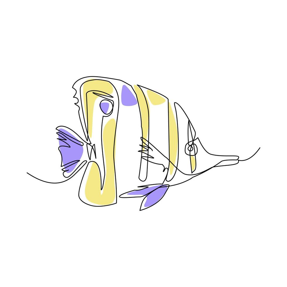tropicale pesce vettore illustrazione disegnato nel linea arte stile