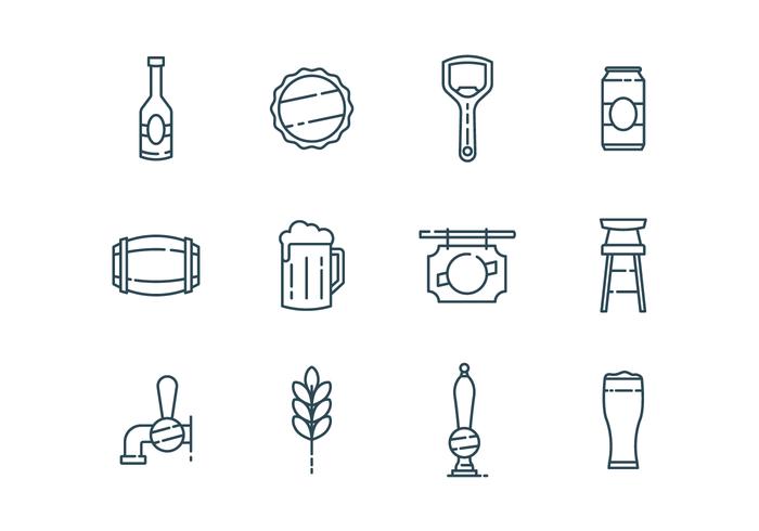 Icone di birra e bar vettore