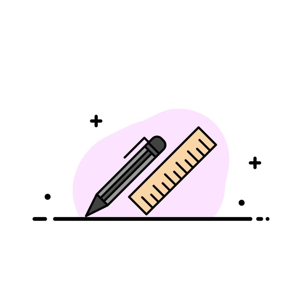 penna scrivania organizzatore matita righello forniture attività commerciale piatto linea pieno icona vettore bandiera modello