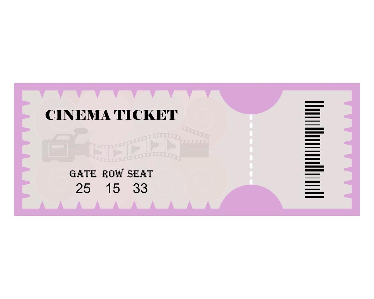 cinema biglietto con iscrizioni e codici su un' bianca sfondo vettore