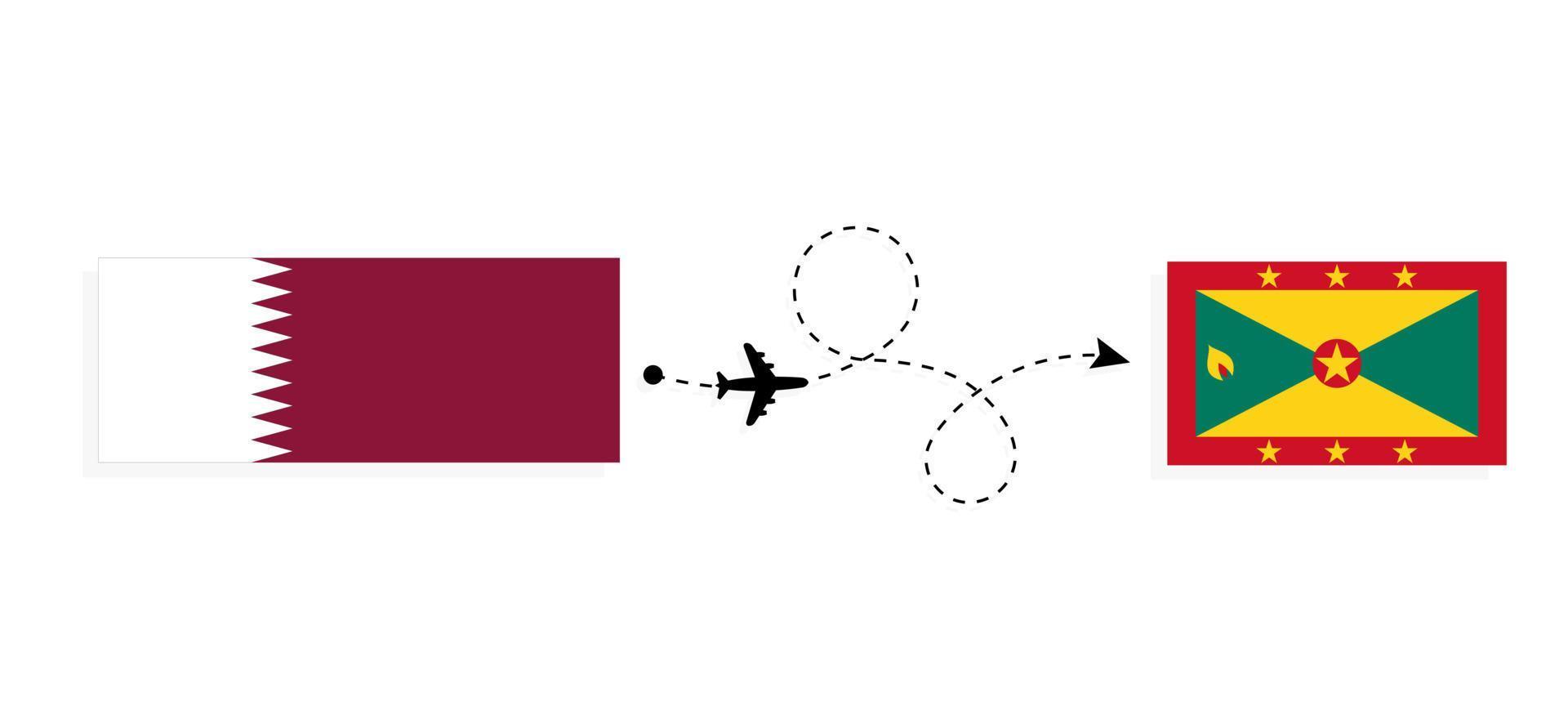 volo e viaggio a partire dal Qatar per grenada di passeggeri aereo viaggio concetto vettore