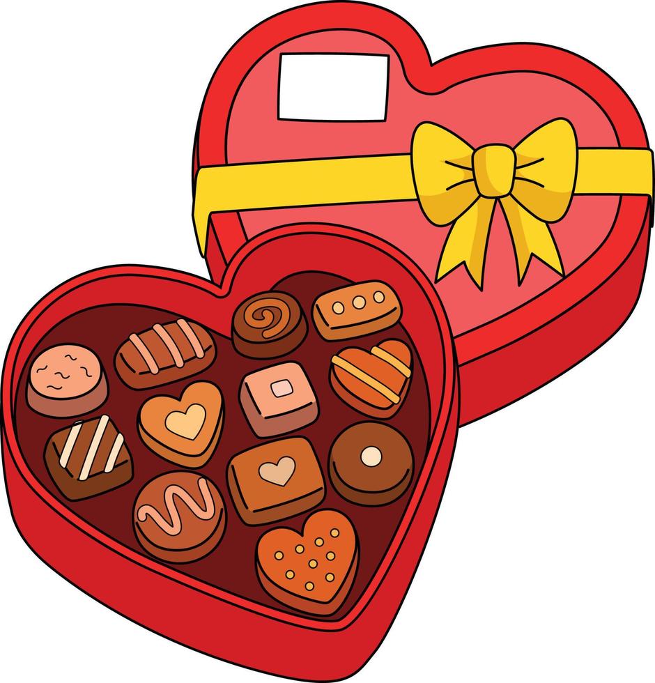 san valentino giorno cioccolato cuore cartone animato clipart vettore