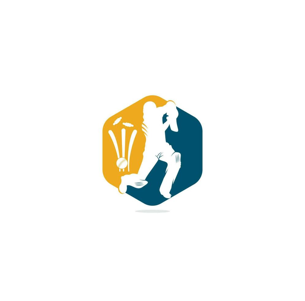 battitore giocando cricket. cricket concorrenza logo. stilizzato giocatore di cricket personaggio per sito web design. cricket campionato. vettore