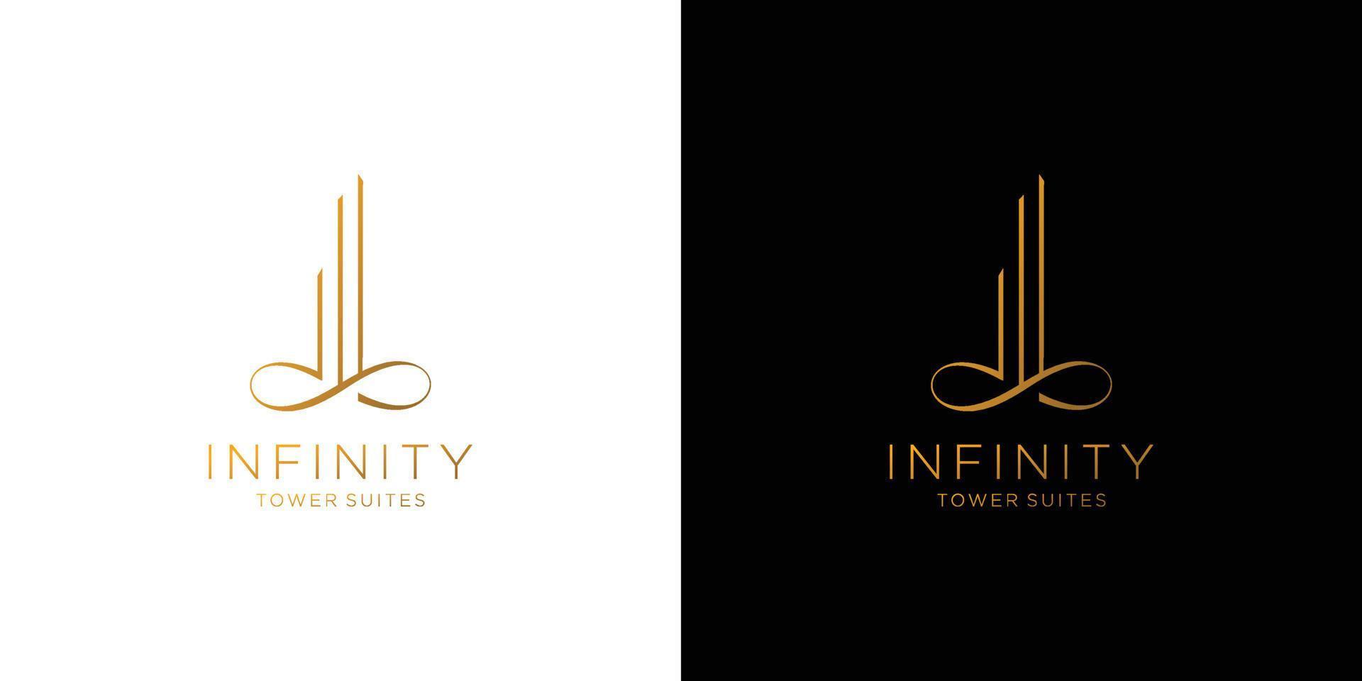 moderno e lusso infinito edificio logo design vettore