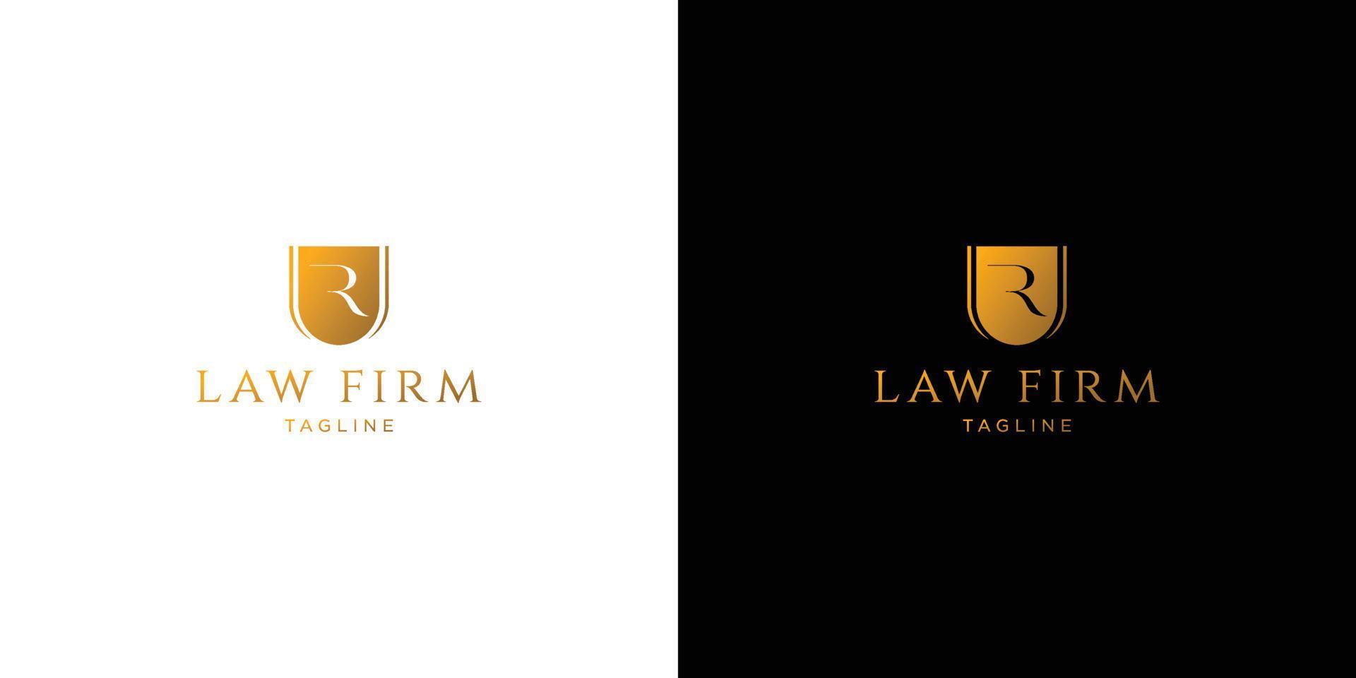 elegante e professionale r logo design per legge azienda vettore