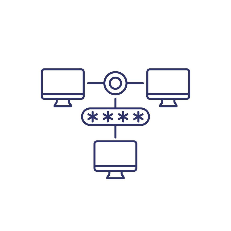 parola d'ordine protezione per lan Rete linea icona vettore