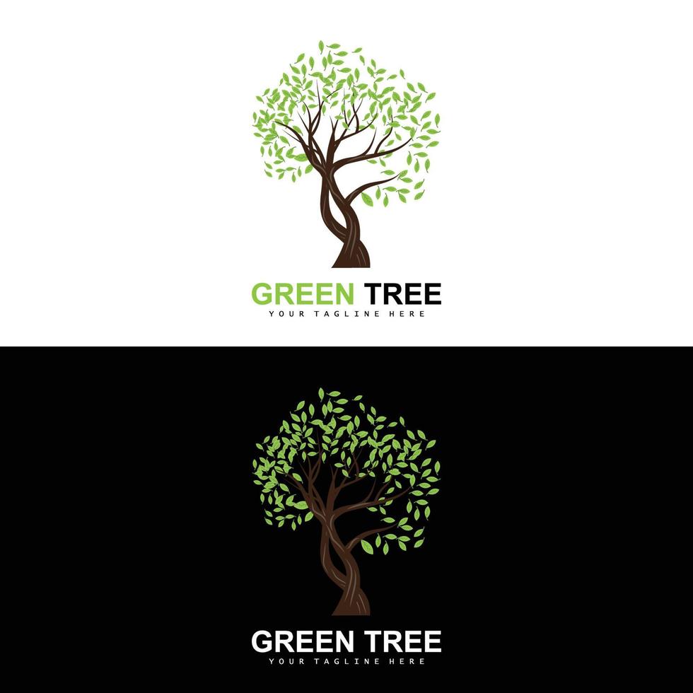 albero logo, verde alberi e legna disegno, foresta illustrazione, alberi bambini Giochi vettore