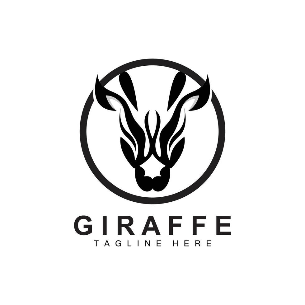 giraffa logo disegno, giraffa testa vettore silhouette, alto collo animale, zoo, tatuaggio illustrazione, Prodotto marca