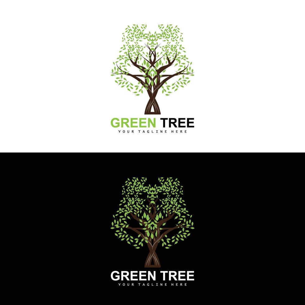 albero logo, verde alberi e legna disegno, foresta illustrazione, alberi bambini Giochi vettore