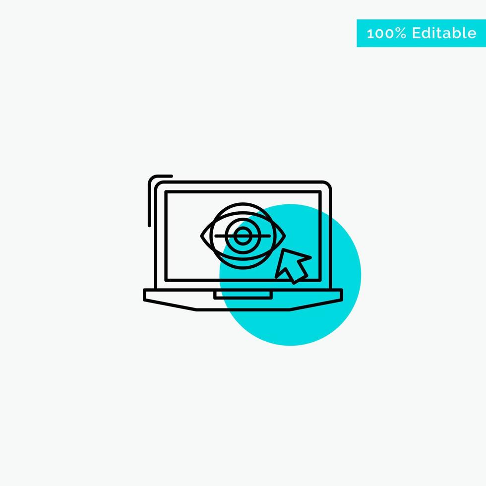 il computer portatile tenere sotto controllo lcd presentazione turchese evidenziare cerchio punto vettore icona