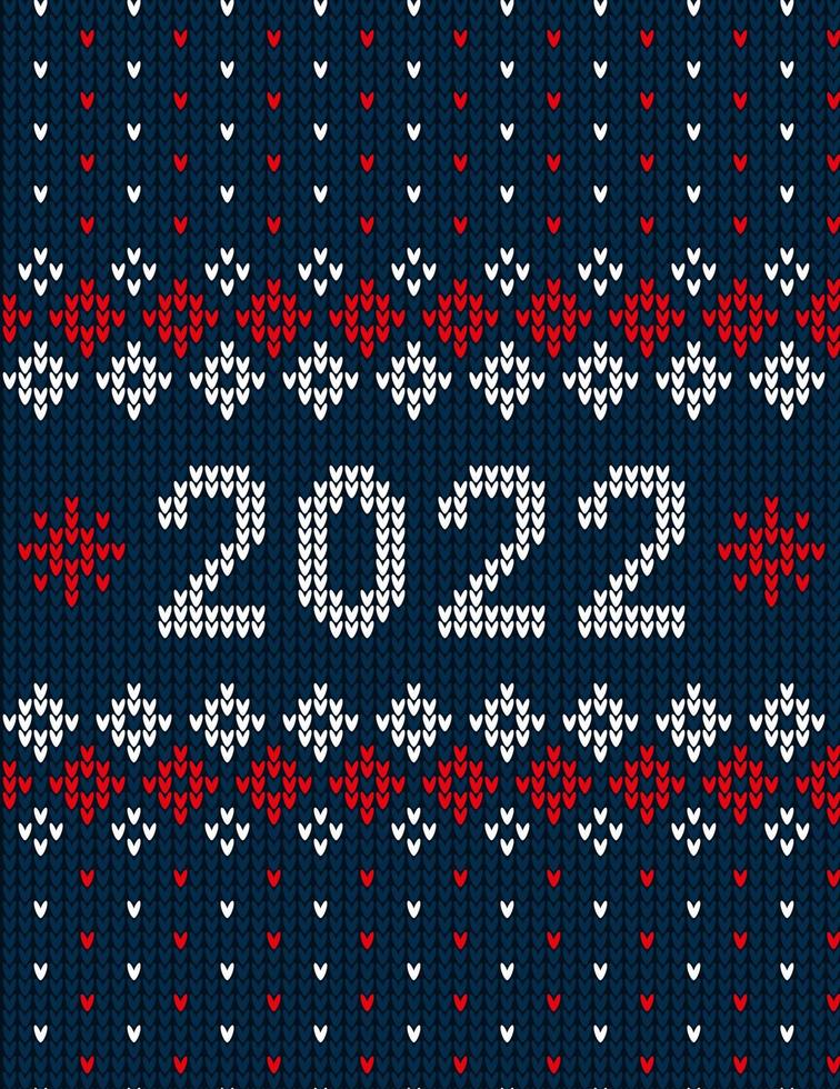 nuovo anno senza soluzione di continuità a maglia modello con numero 2022. maglieria maglione design. lana a maglia struttura. vettore illustrazione