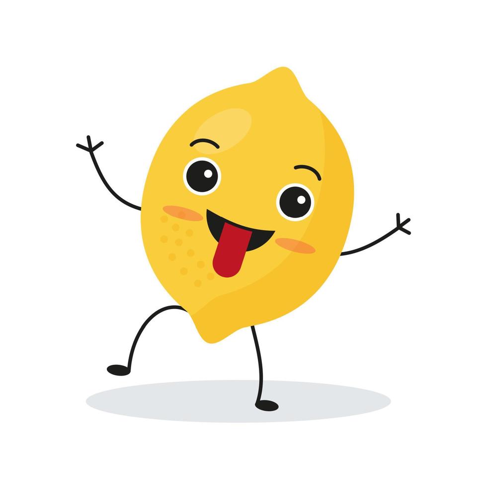 carino contento Limone carattere. divertente frutta emoticon nel piatto stile. vettore