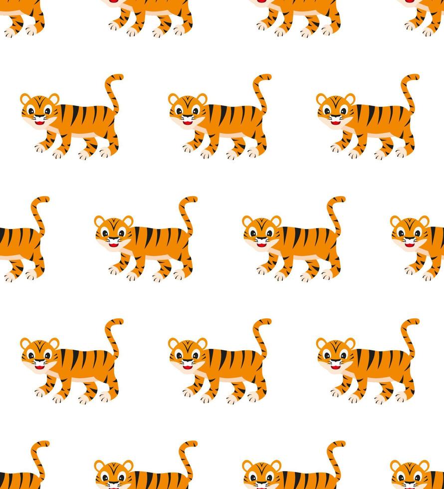 allegro cartone animato tigre senza soluzione di continuità modello vettore illustrazione.