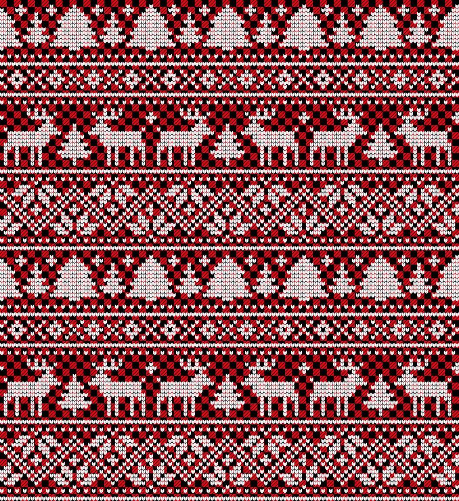 a maglia Natale e nuovo anno modello a bufalo plaid. lana maglieria maglione design. sfondo involucro carta tessile Stampa. vettore