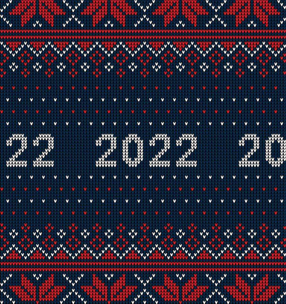 nuovo anno senza soluzione di continuità a maglia modello con numero 2022. maglieria maglione design. lana a maglia struttura. vettore illustrazione