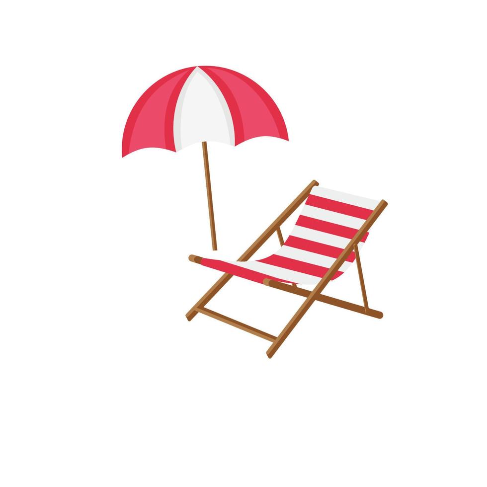 ombrello e spiaggia sedia vettore cartone animato stile illustrazione.