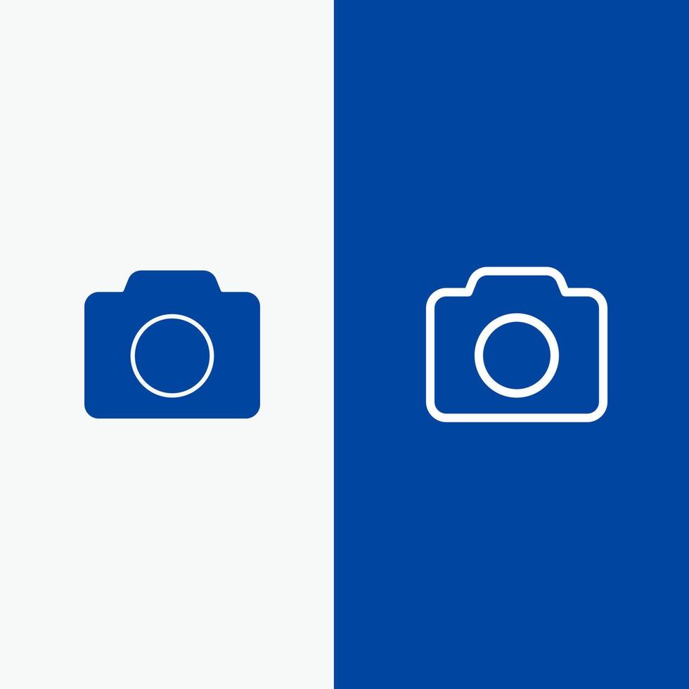 telecamera Immagine di base ui linea e glifo solido icona blu bandiera linea e glifo solido icona blu bandiera vettore