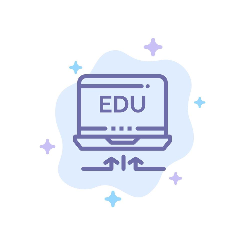il computer portatile hardware freccia formazione scolastica blu icona su astratto nube sfondo vettore