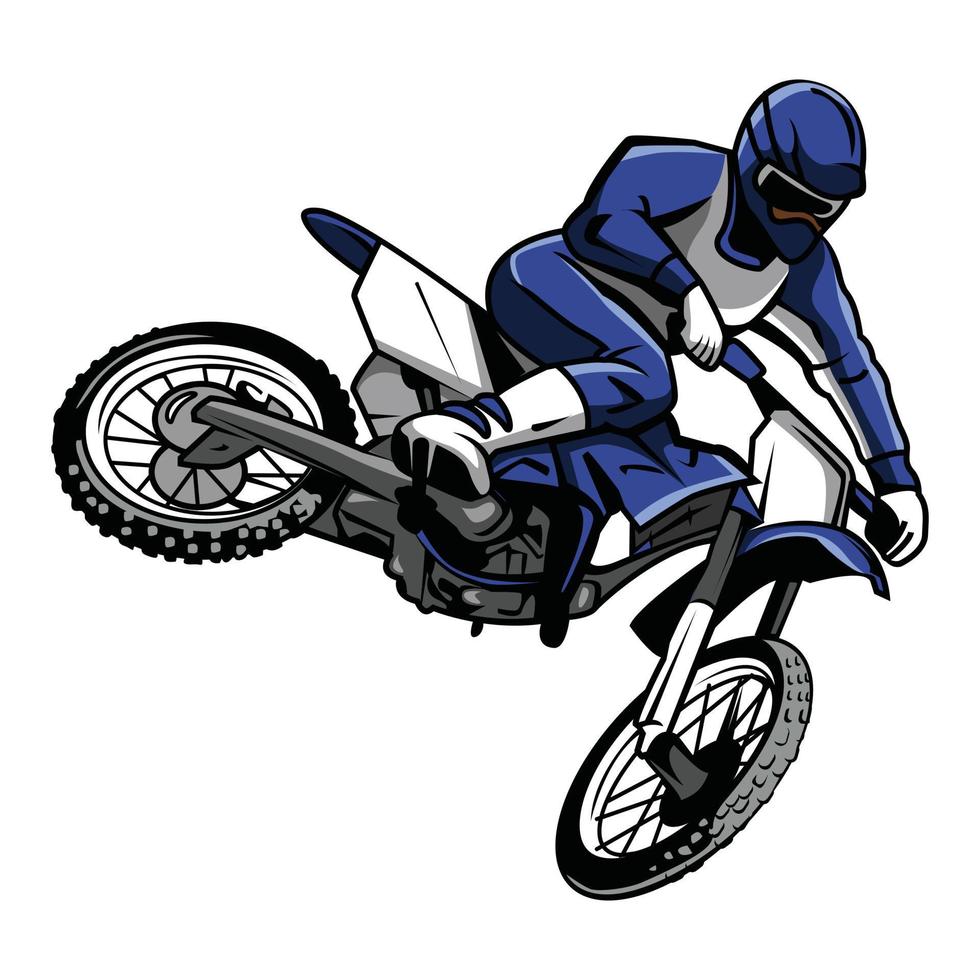 blu moto attraversare ciclista vettore
