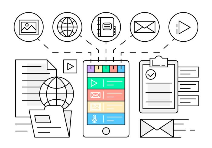 Illustrazione dell'applicazione mobile lineare vettore