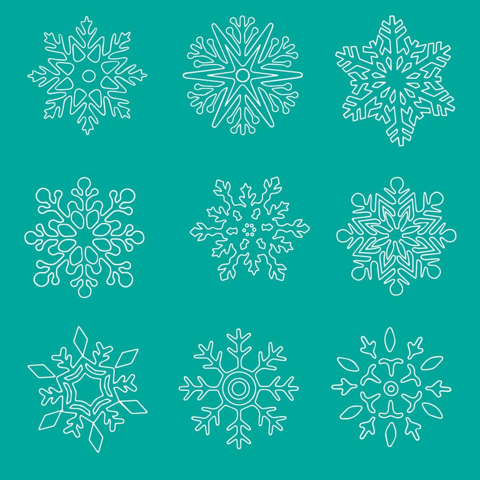 bianca schema neve flettere, brina bellissimo stella, artistico ghiacciato astratto cristallo neve fiocchi. nuovo anno e Natale decorare elementi. vettore