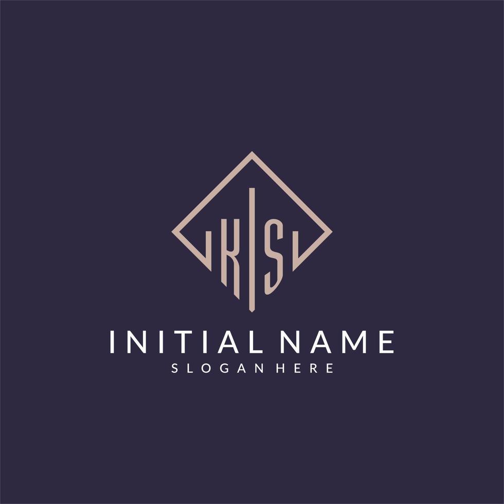 ks iniziale monogramma logo con rettangolo stile design vettore