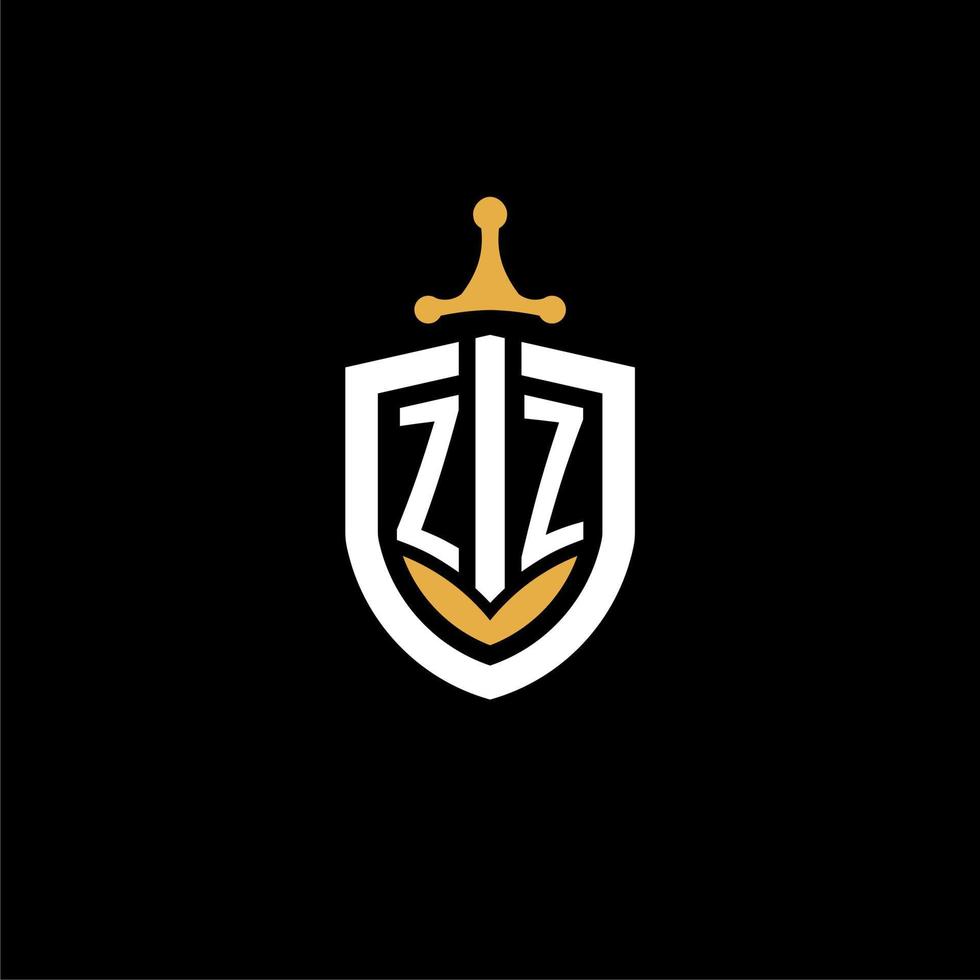creativo lettera zz logo gioco esport con scudo e spada design idee vettore