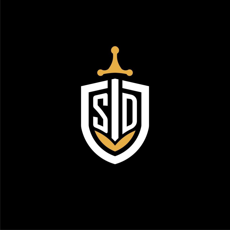creativo lettera sd logo gioco esport con scudo e spada design idee vettore