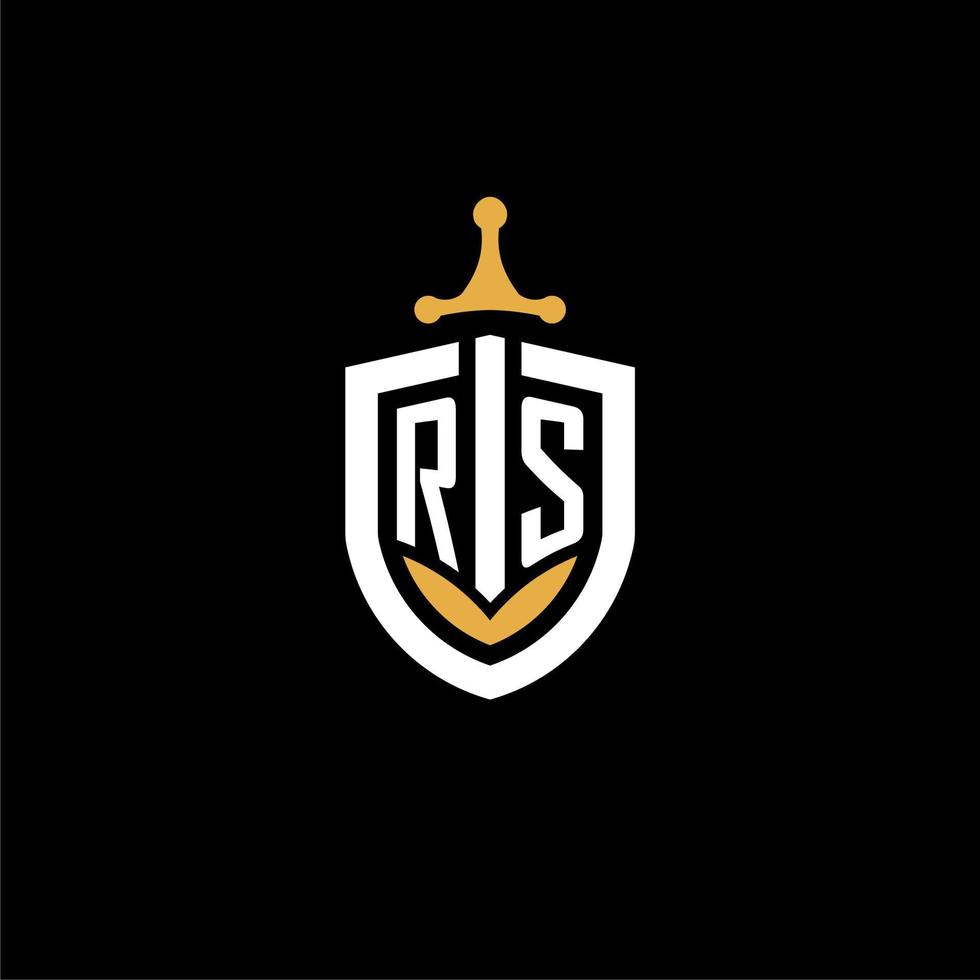 creativo lettera rs logo gioco esport con scudo e spada design idee vettore