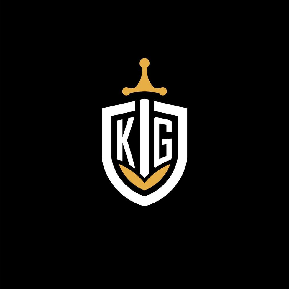 creativo lettera kg logo gioco esport con scudo e spada design idee vettore