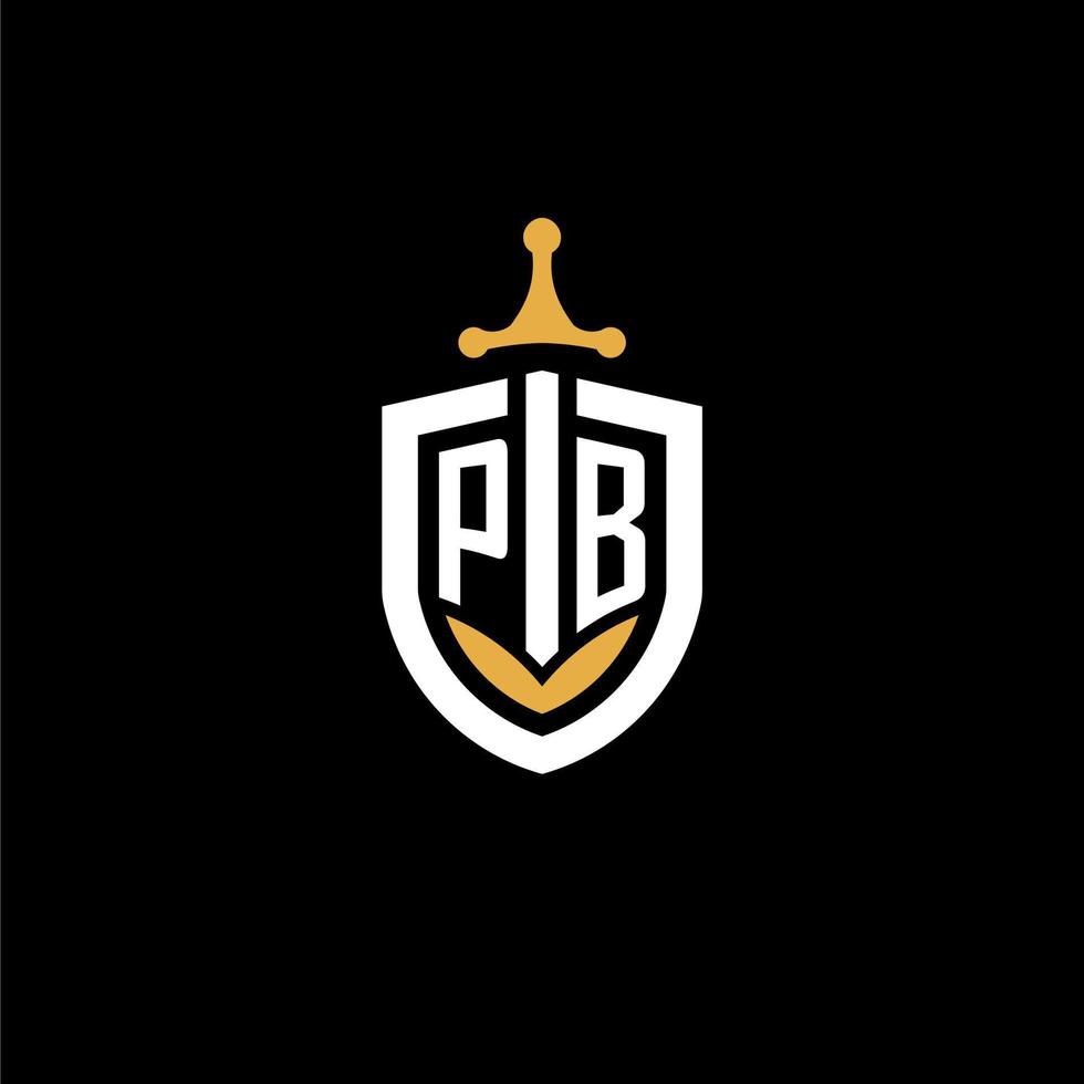 creativo lettera pb logo gioco esport con scudo e spada design idee vettore
