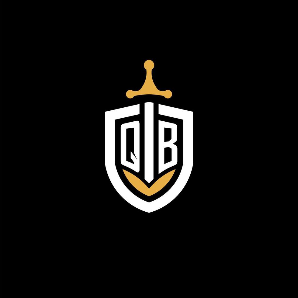 creativo lettera qb logo gioco esport con scudo e spada design idee vettore