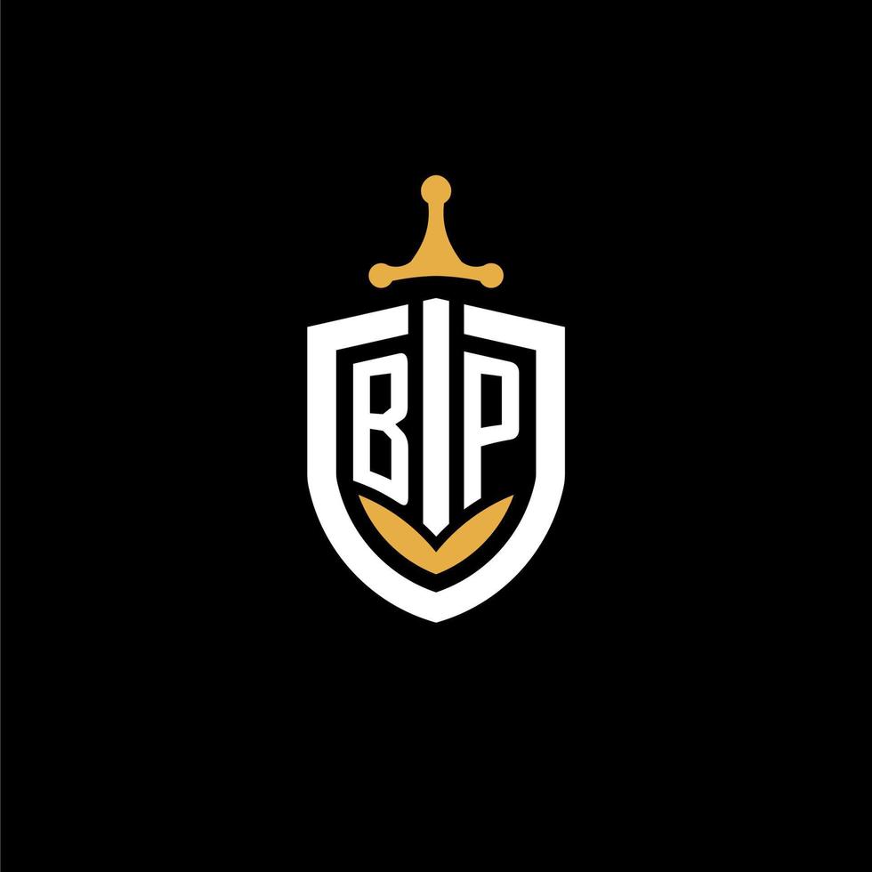 creativo lettera bp logo gioco esport con scudo e spada design idee vettore
