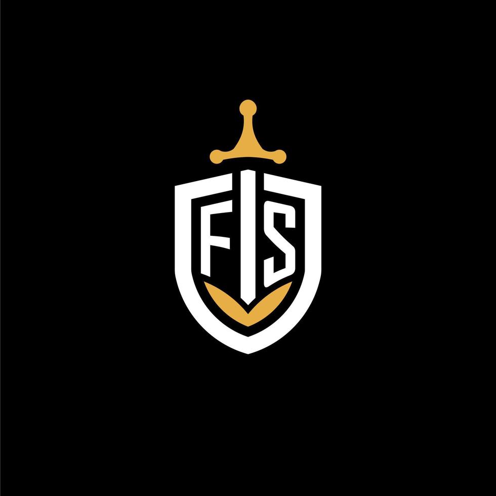 creativo lettera fs logo gioco esport con scudo e spada design idee vettore