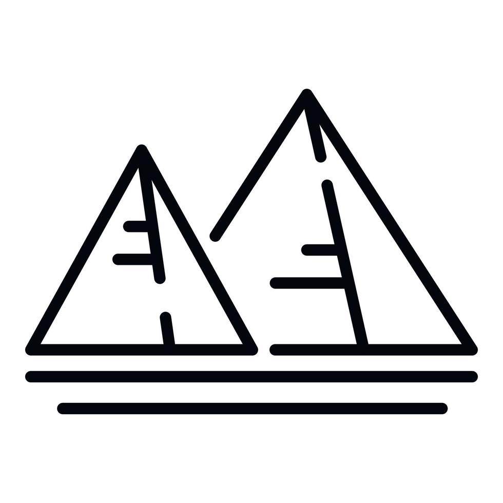 egiziano piramidi icona, schema stile vettore