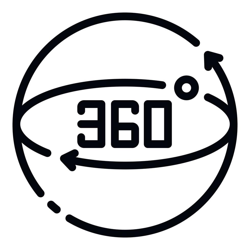 360 Augmented la realtà icona, schema stile vettore