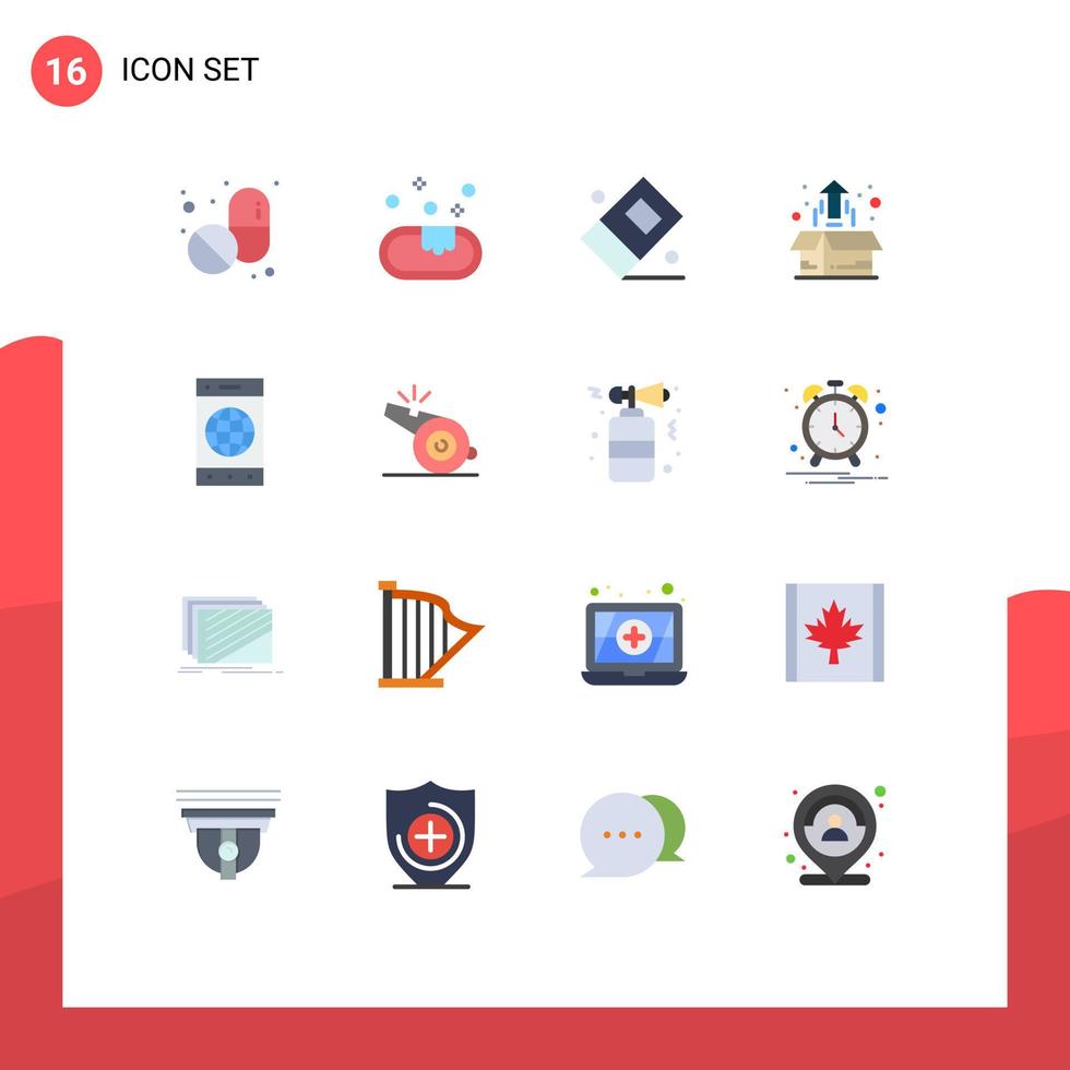 mobile interfaccia piatto colore impostato di 16 pittogrammi di mondo cellula stazionario del browser pianta modificabile imballare di creativo vettore design elementi