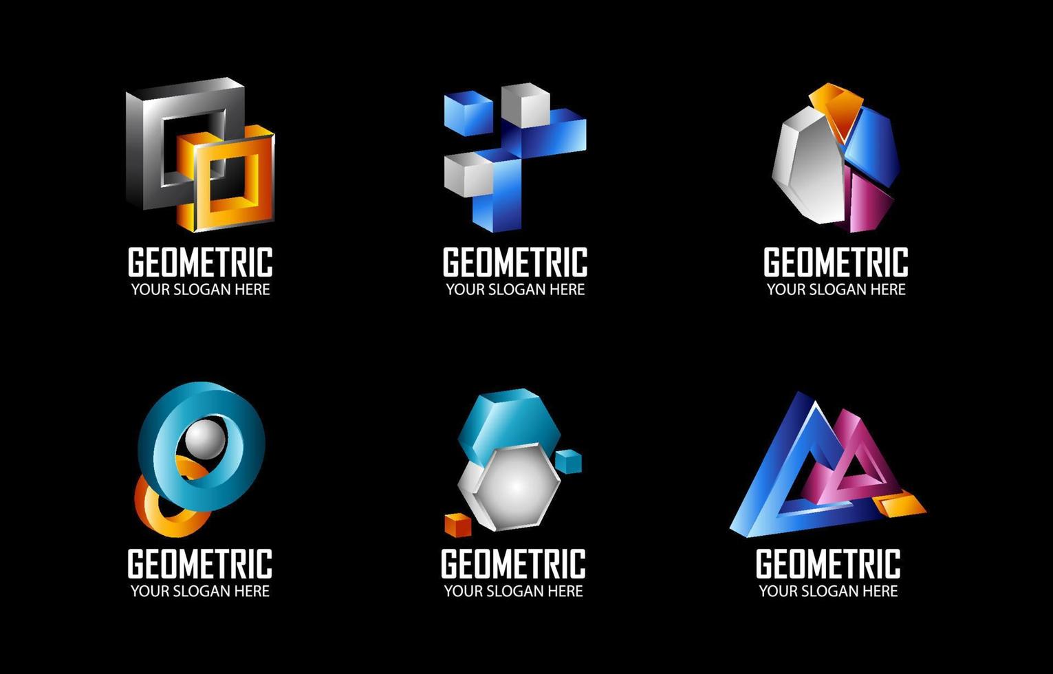 3d geometrico logo vettore