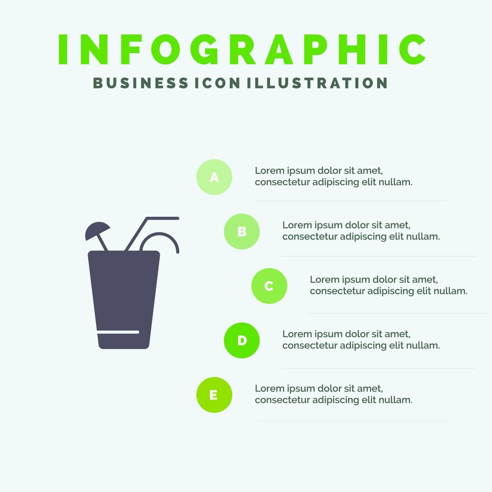 succo bevanda cibo primavera solido icona infografica 5 passaggi presentazione sfondo vettore