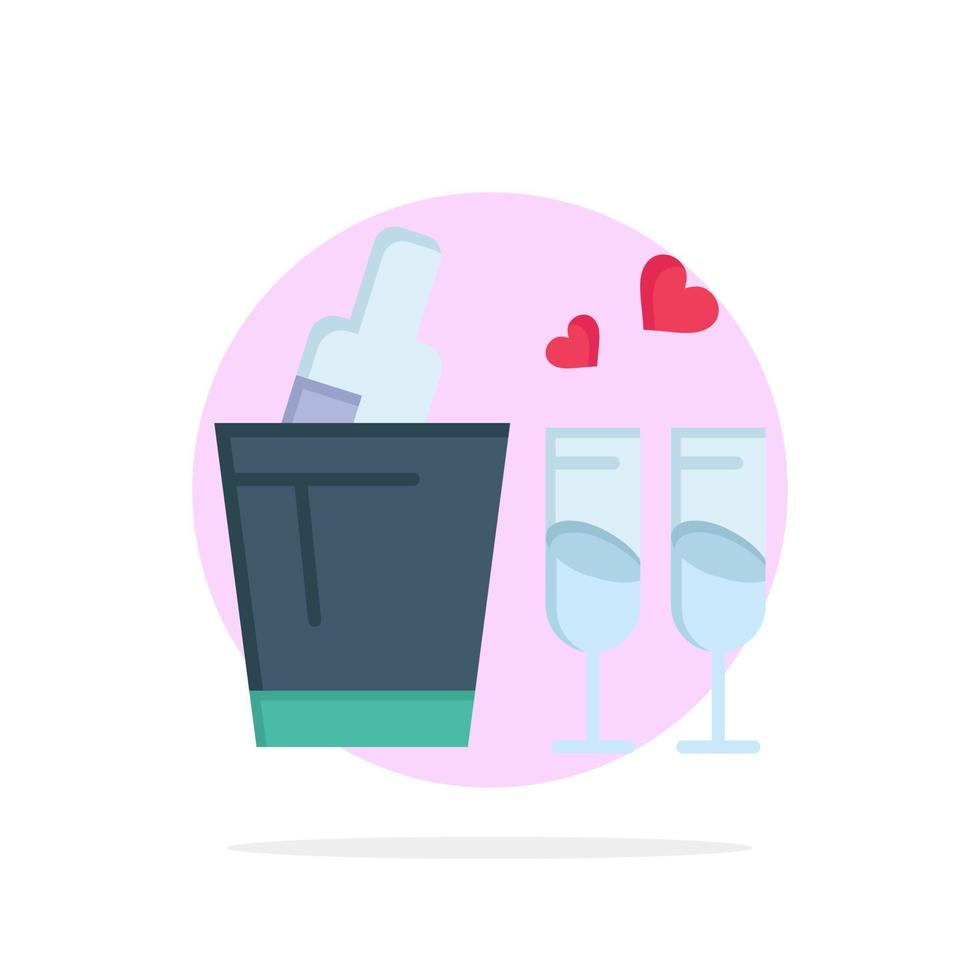 bottiglia bicchiere amore nozze astratto cerchio sfondo piatto colore icona vettore